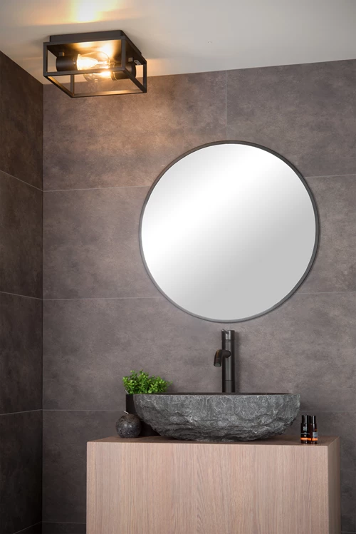 Lucide CARLYN - Plafonnier Salle de bains - 2xE14 - IP54 - Noir - ambiance 5